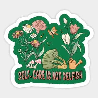 Self-Care Isn't Selfish - Frog Themed Empowering Tee Sticker